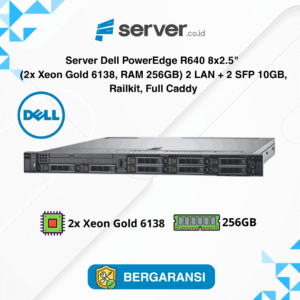 Server Dell PowerEdge R640 8x2.5" (2x Xeon Gold 6138, RAM 256GB) 2 LAN + 2 SFP 10GB, Railkit, Full Caddy