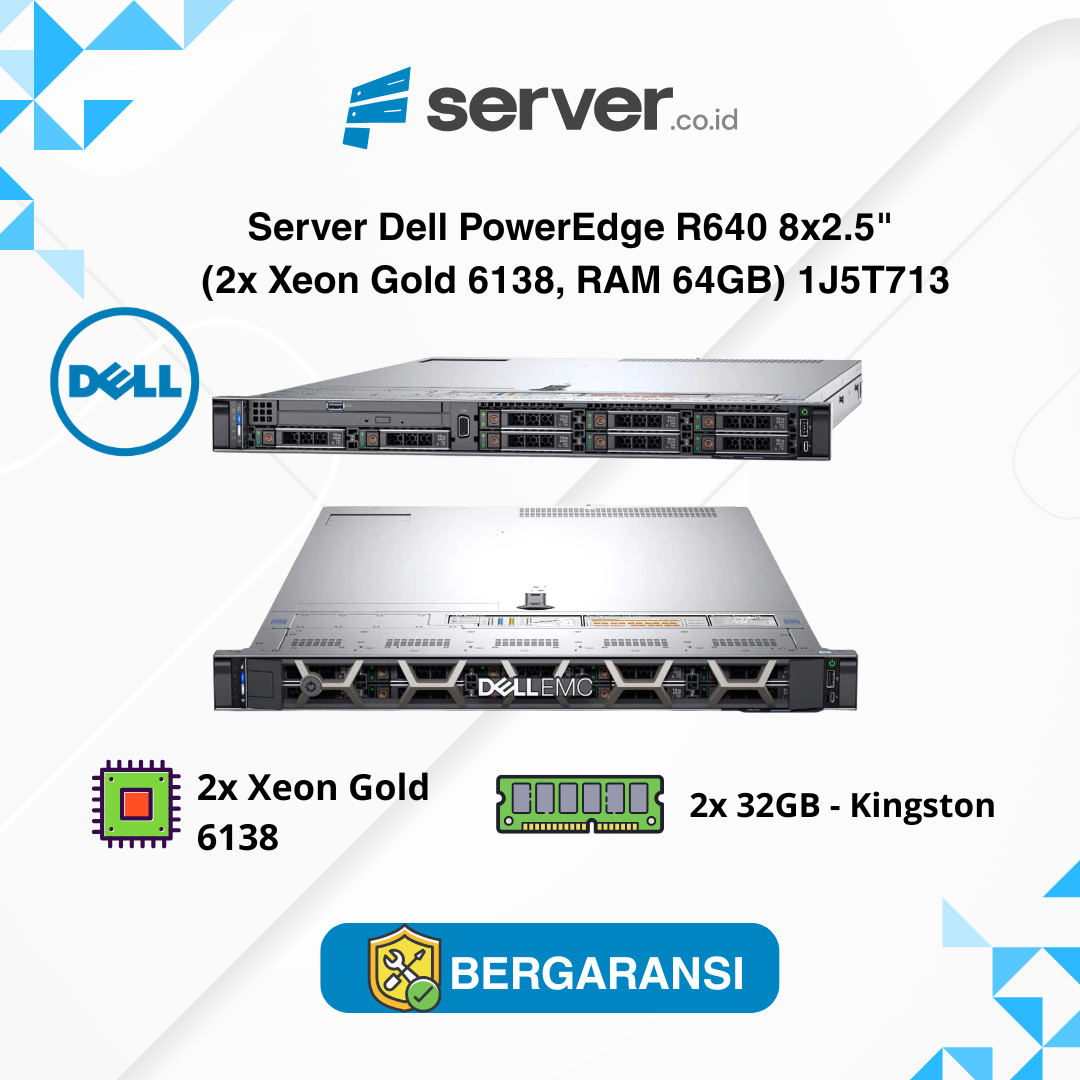 Server Dell PowerEdge R640 8x2.5" (2x Xeon Gold 6138, RAM 64GB) 1J5T713