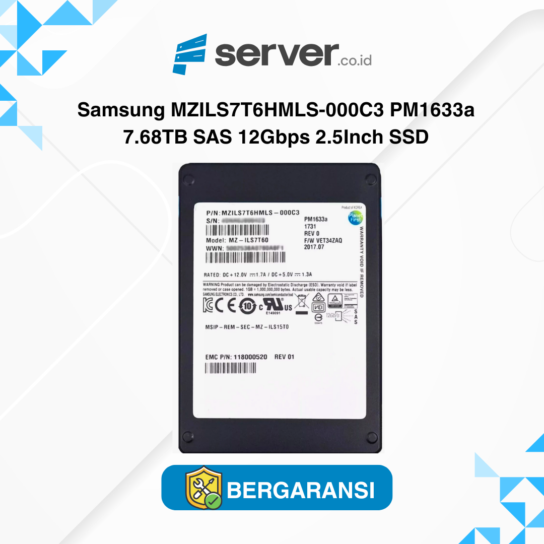 Samsung MZILS7T6HMLS-000C3 PM1633a 7.68TB SAS 12Gbps 2.5Inch SSD